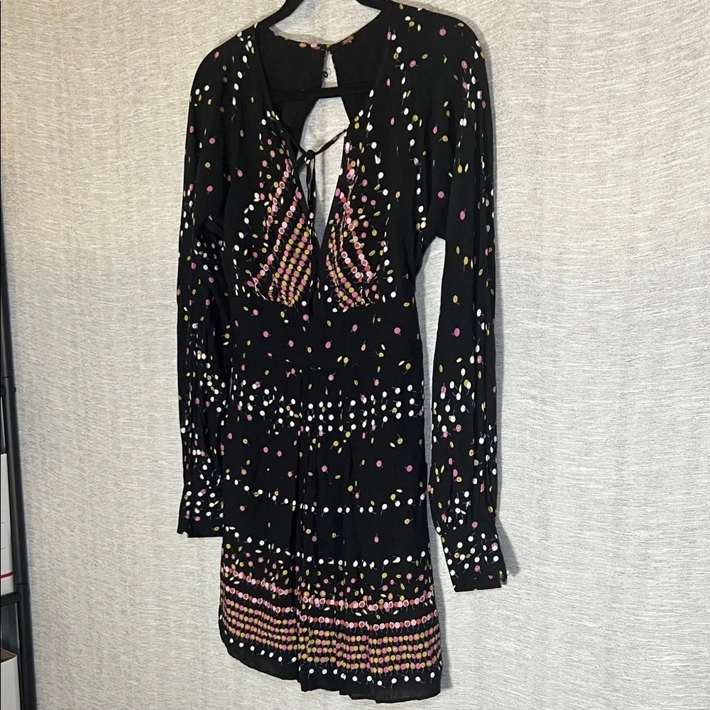 Free People Artsy Multicolor Long Sleeve Cutout Dress Size Small